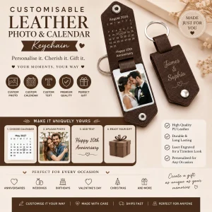 Personalized Leather Keychain with Photo