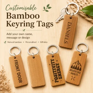 Customisable Bamboo Tags for Keychain Rings