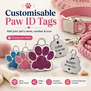 Customisable pet paw id tag