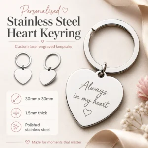 Personalised Stainless Steel polished heart