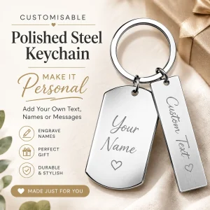 Customisable Metal Keychain Metal and tag