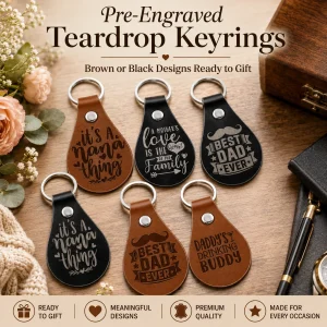 Leather teardrop keyring