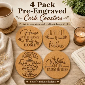 Pack 2 of 4 round cork coasters