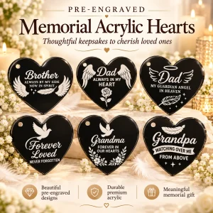 Memorial Black Acrylic heart Keychains